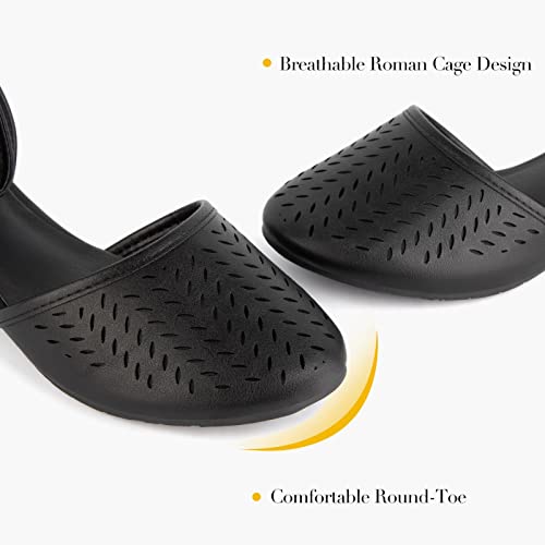 MaxMuxun Women's Ankle Strap Cage Closed Toe Flat Sandals Black Size 9 - Image 4