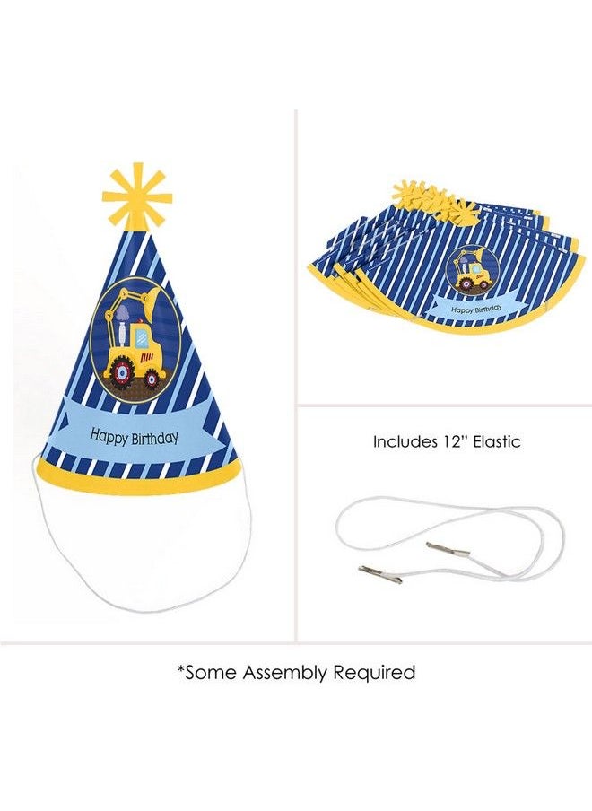 Big Dot of Happiness Construction Truck Cone Happy Birthday Party Hats For Kids And Adults Set Of 8 (Standard Size)  - Image 5