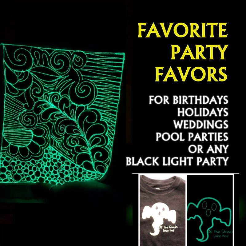 simthread خيط تطريز متلألئ في الظلام من سيمثريد، 6 ألوان، 1000 ياردة، 30WT، 100% بوليستر مع توهج يدوم طويلاً - مثالي لمهرجانات الموسيقى، الحفلات، الرقصات والمزيد - Image 5