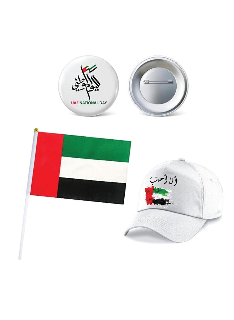 UAE National Day Combo Pack for kids - Baseball Cap - Button Badge - Flag - UAE Flag Day - Celebrate the UAE National Day - Image 1