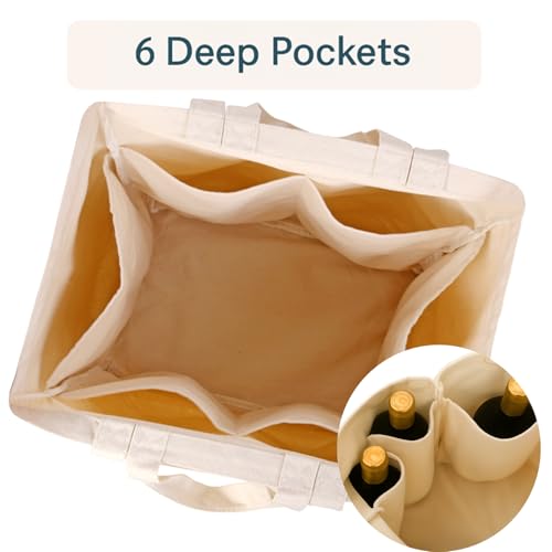 musbus 15"×15"×10" Large Canvas Tote Bag, 3-Pack Reusable Grocery Bags with Pockets, Long Shoulder Strap and Short Handle, Heavy Duty, Eco-Friendly, Long Shoulder Strap and Short Handle, Foldable - Image 4