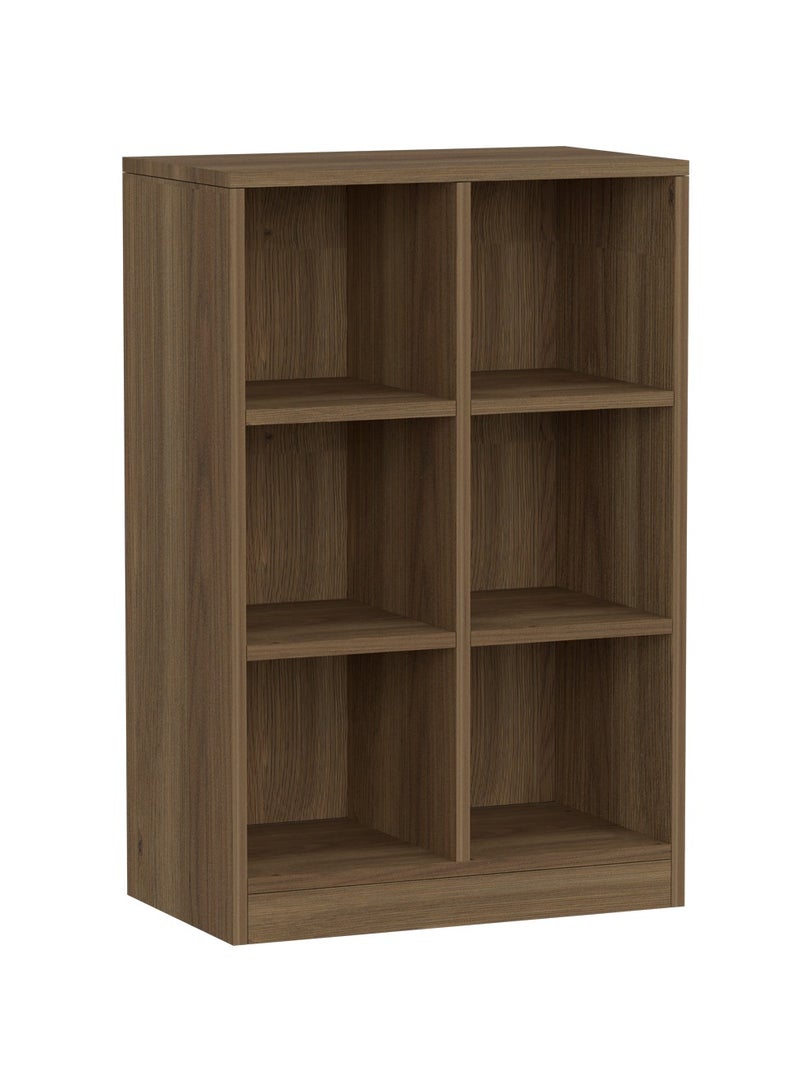 Mahmayi Mahmayi Wooden Display Shelves with 6 Storage Compartment, Freestanding, Top Shelf for Decoration Ideal for Storing Book, Files, Showpieces - Zabrano - Image 1