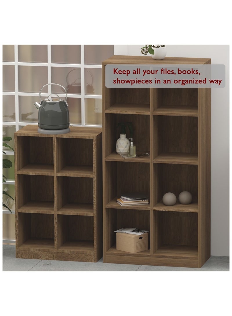 Mahmayi Mahmayi Wooden Display Shelves with 6 Storage Compartment, Freestanding, Top Shelf for Decoration Ideal for Storing Book, Files, Showpieces - Zabrano - Image 3