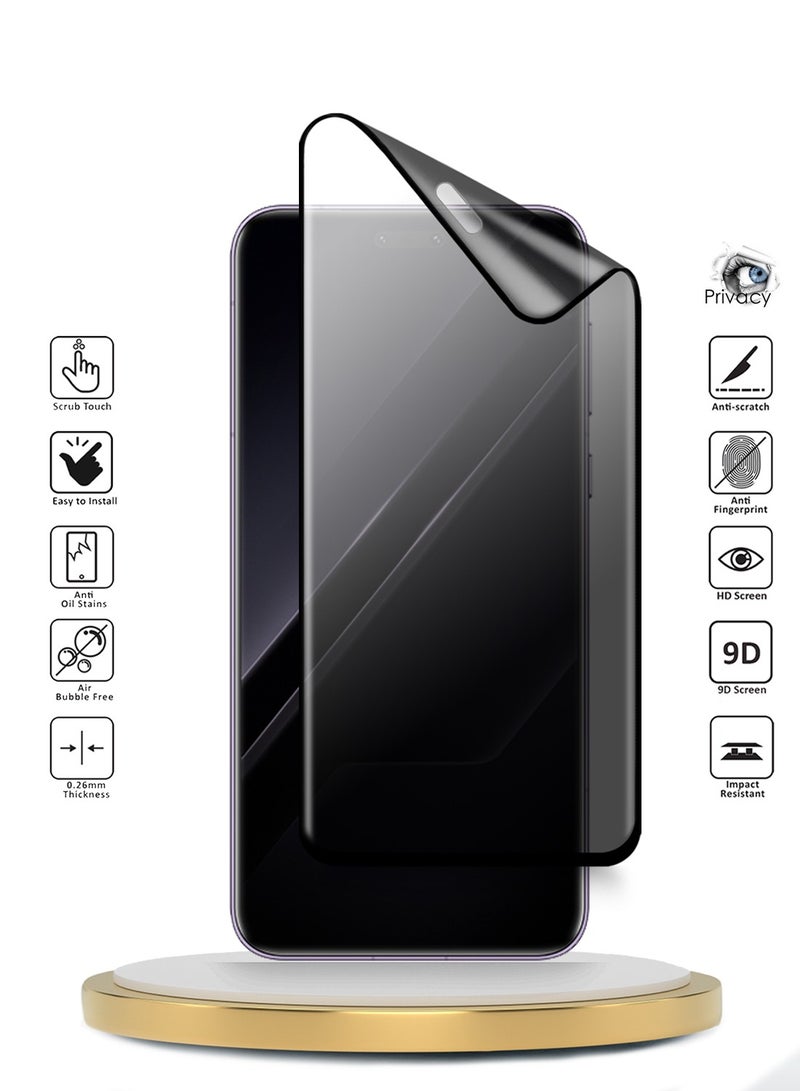 Wtech Honor Magic7 RSR Porsche Design 5G 2024 Premium Edge-Pro Matte Ceramic Privacy Full Glue Full Cover Matte Flexible Screen Protector (MSGPCP) - Clear/Black - Image 2