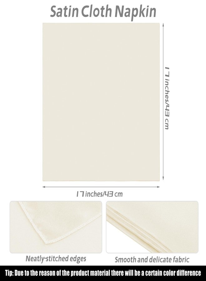 MCEAST Satin Cloth Napkins and Napkin Rings Set of 8, Smooth Fabric Table Napkins and Napkin Holder for Wedding, Birthday Dinner Party, Family Gatherings, Table Decor (Ivory, 17 x 17 Inches) - Image 2