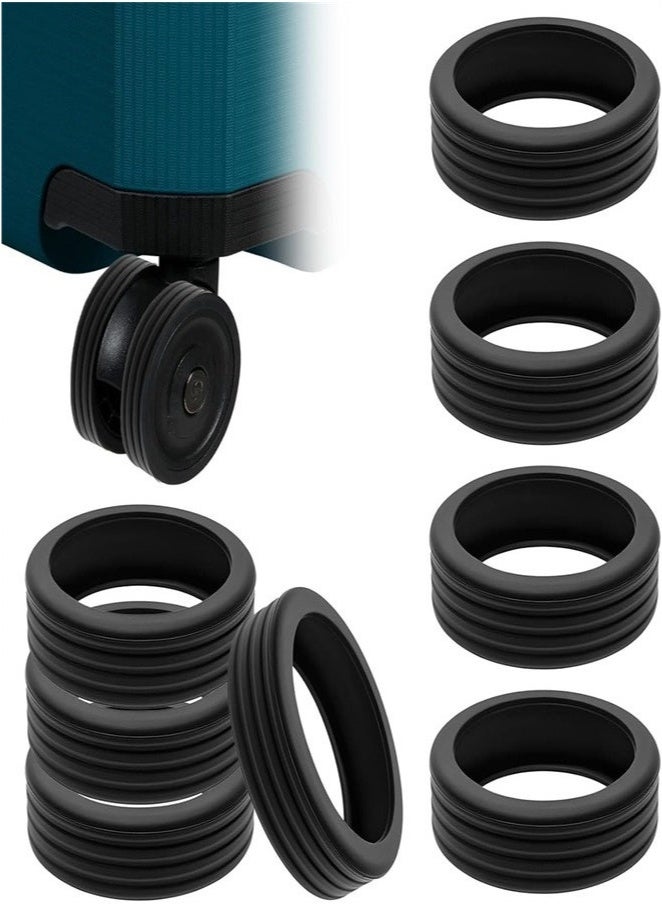 URbazaar Luggage Suitcase Wheels Cover, 8 Pack Carry on Luggage Wheels Cover Silicone Shock Absorption Reduce Noise Luggage Roll Protector for Most 8-Spinner Wheels Luggage, Black - Image 1