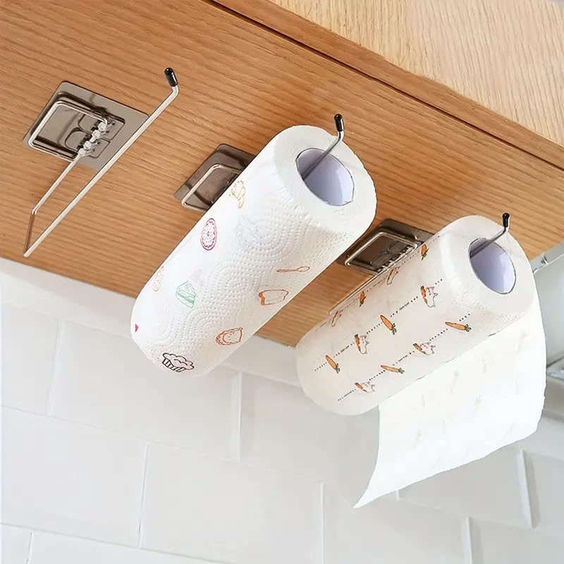 Style Keepers 3Pcs Stainless Steel Self Adhesive Washable Waterproof Toilet Paper Roll Holder Towel Bar Stand No Drill Stoarge Rack Hook Wall Mounted Accessories for Bathroom Kitchen Home Office Hotels - Pack of 3 - Image 4