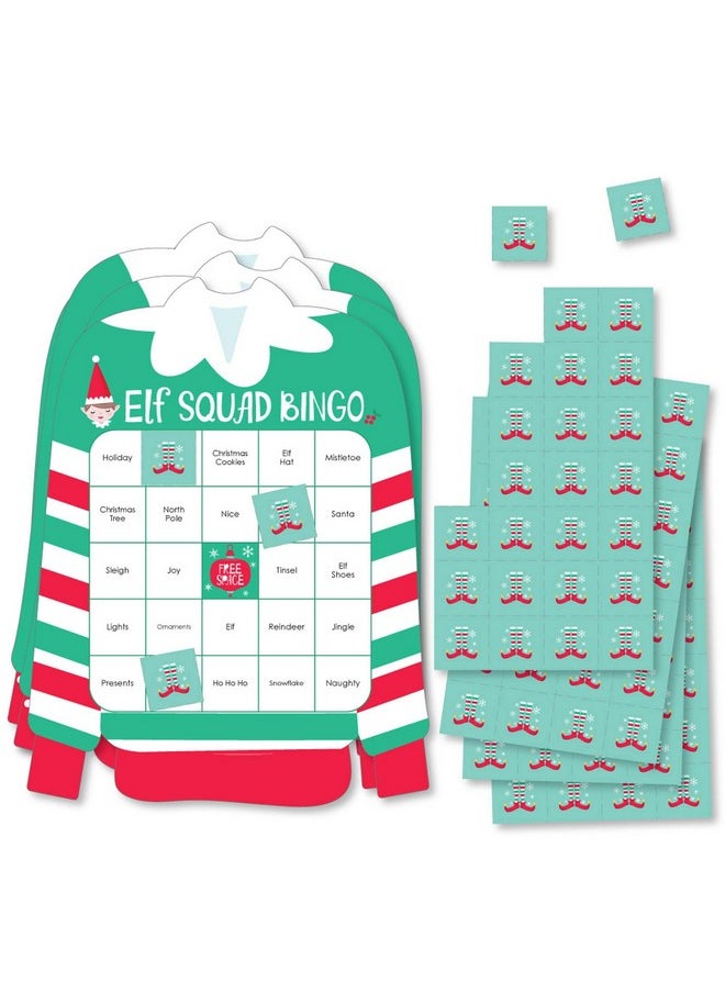 Big Dot of Happiness Big Dot of Happiness Elf Squad - Bingo Cards and Markers - Kids Elf Christmas and Birthday Party Shaped Bingo Game - Set of 18  - Image 1