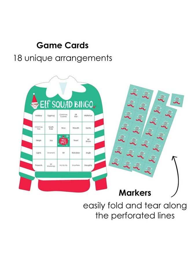 Big Dot of Happiness Big Dot of Happiness Elf Squad - Bingo Cards and Markers - Kids Elf Christmas and Birthday Party Shaped Bingo Game - Set of 18  - Image 2