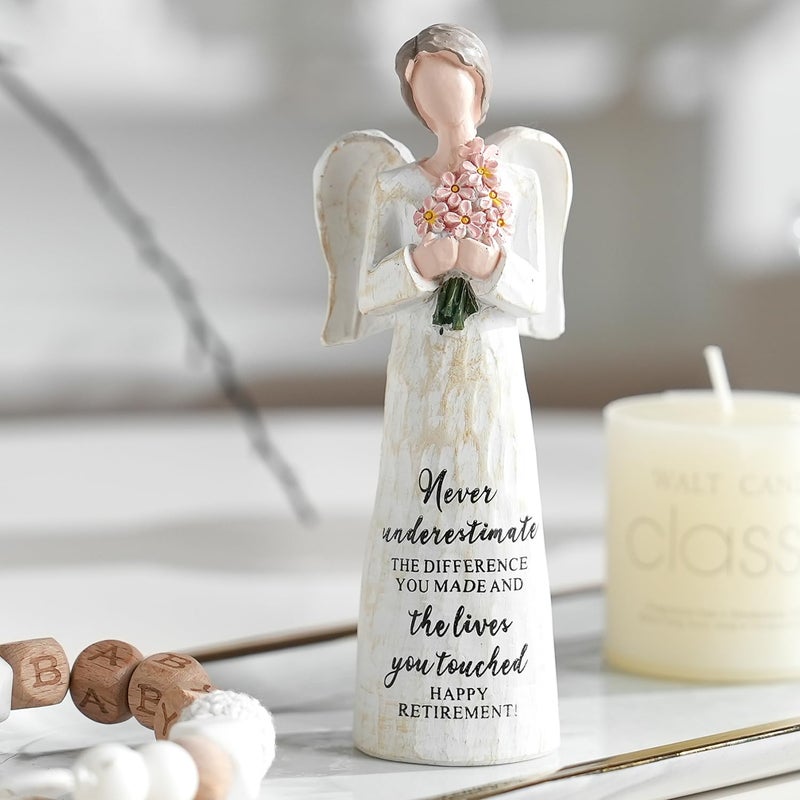 FESTGLOX Retirement Gifts for Women, Happy Retirement Gift for Female Nurse Teacher Friends, 5.3" Retired Angel Figurine Party Decoration, Retired Gifts for Coworkers - Image 1