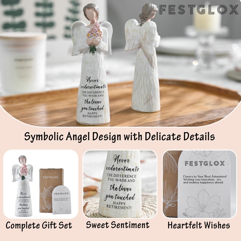 FESTGLOX Retirement Gifts for Women, Happy Retirement Gift for Female Nurse Teacher Friends, 5.3" Retired Angel Figurine Party Decoration, Retired Gifts for Coworkers - Image 5