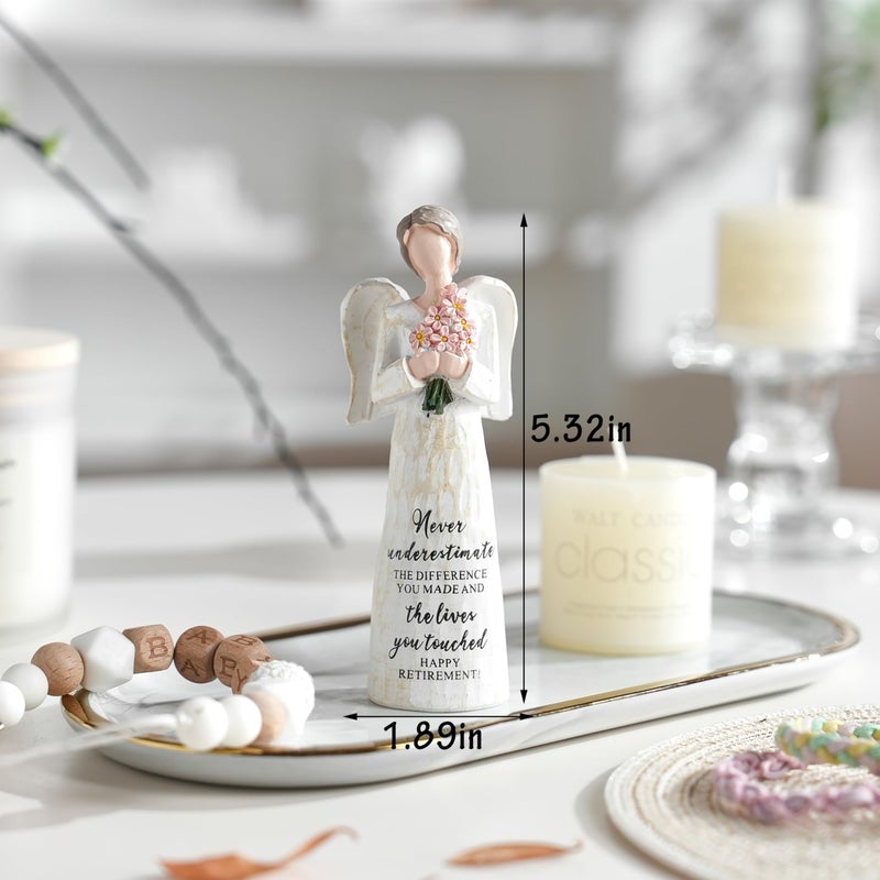 FESTGLOX Retirement Gifts for Women, Happy Retirement Gift for Female Nurse Teacher Friends, 5.3" Retired Angel Figurine Party Decoration, Retired Gifts for Coworkers - Image 2