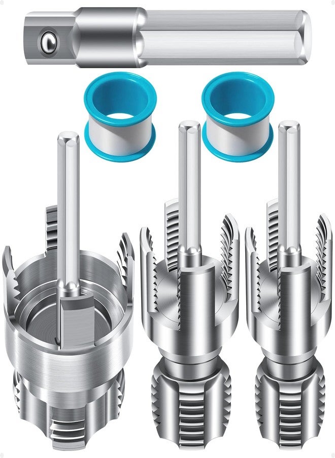 LINGIGAOUT 3PCS Internal & External Pipe Threading Tool Set, 1/2'' 3/4'' 1'' PVC Plastic Pipe Threader Kit, Drill Compatible Threading Tool for Plumbing Projects and Home Repairs - Image 1