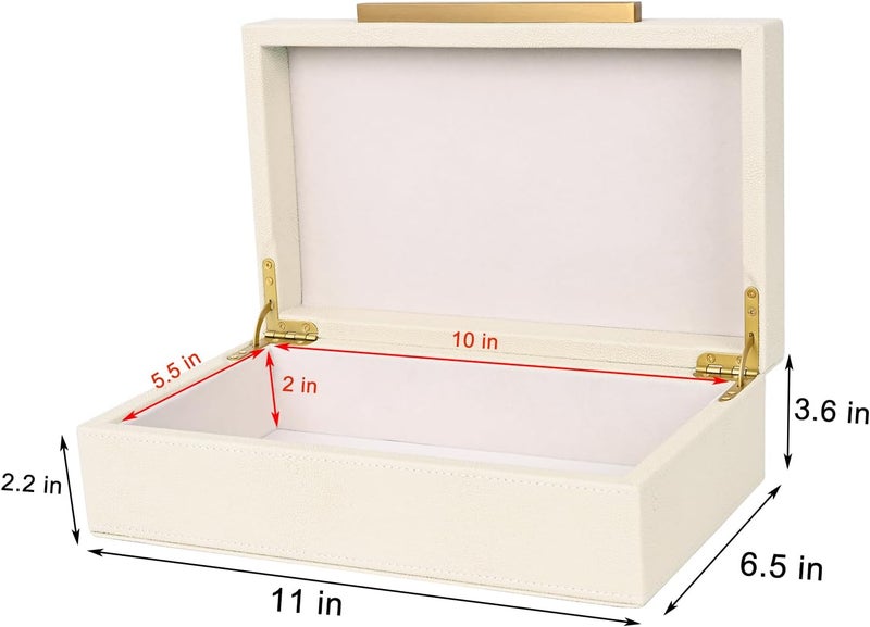 XIGEXIGE Beige Shagreen box Faux Leather Decorative Boxes,Keepsake And Memory Storage Decorative Boxes with Lids for Modern Home Decor Jewelry Box Organizer - Image 4