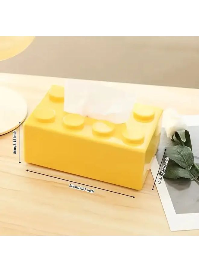 Blue Building Block Style Tissue Box Wall Mountable Plastic Storage Container - Image 5