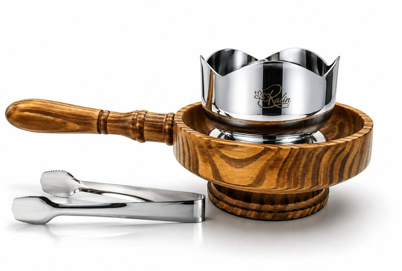 Radin Incense Bakhoor Burner with Wooden Handle & Safety Tong  High Quality Steel - Image 1
