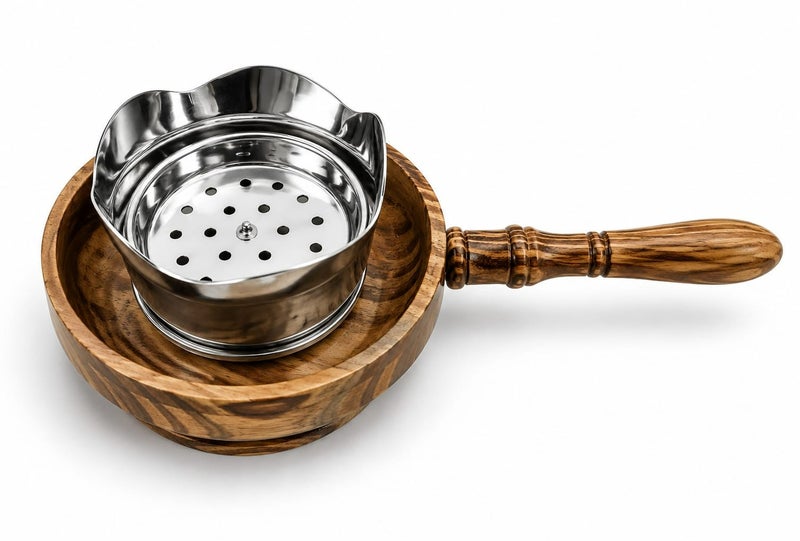 Radin Incense Bakhoor Burner with Wooden Handle & Safety Tong  High Quality Steel - Image 2