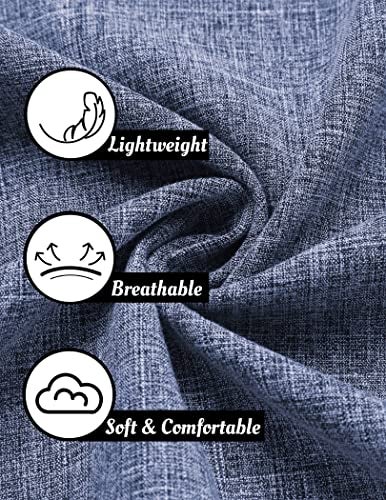 COOFANDY Men's Linen Shirts Short Sleeve Casual Shirts Button Down Shirt for Men Beach Summer Wedding Shirt Denim Blue - Image 5