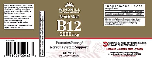 Windmill Quick Melt Vitamin B12 5000 MCG Dietary Supplement 60 Count 1 - Image 5