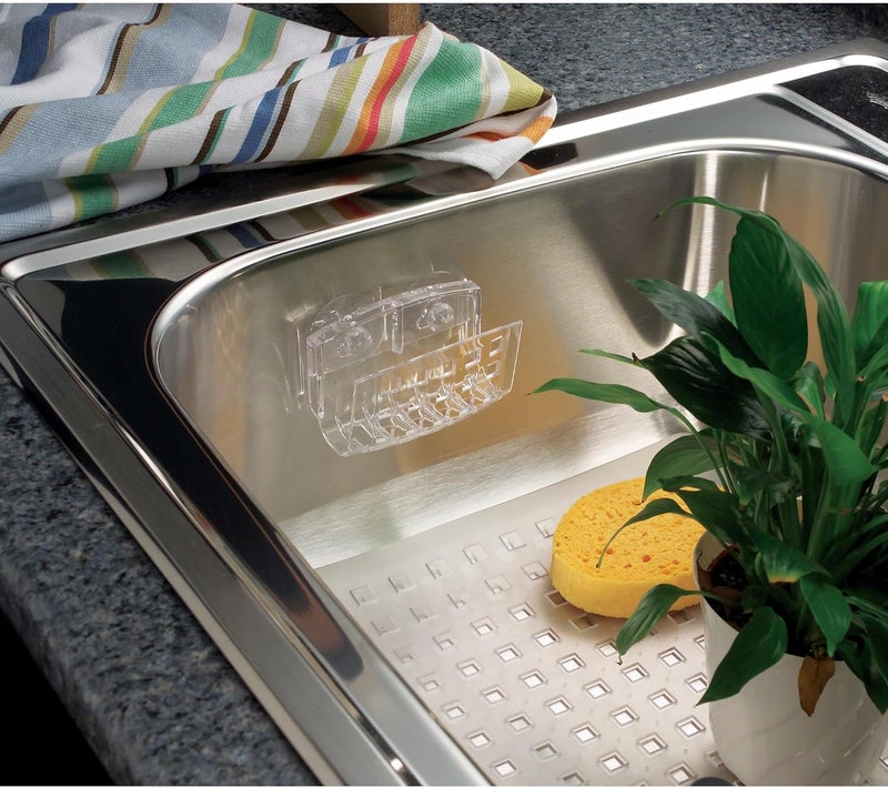 InterDesign Med+ Suction Sponge Holder - Clear Plastic with Strong Suction Cups - Image 3