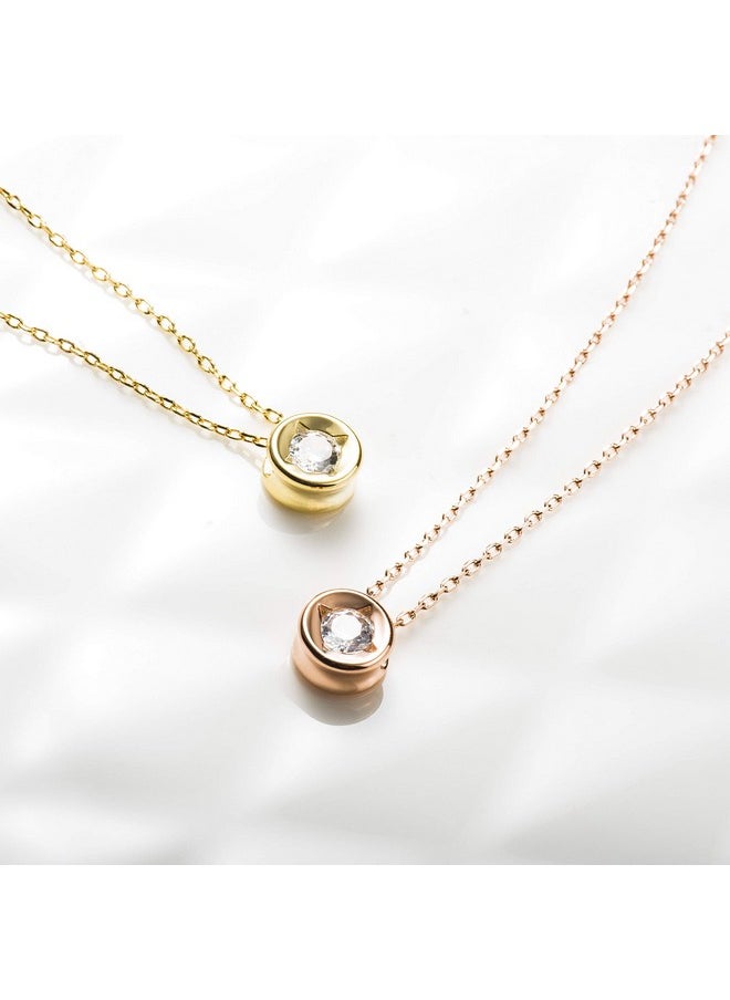 S.Leaf - Cubic Zirconia Necklace Layered Necklace For Women Sterling Silver Dainty Gold Necklaces For Women Pendant Necklace Layering Necklaces For Women (01_Bead_Gold) - Image 1
