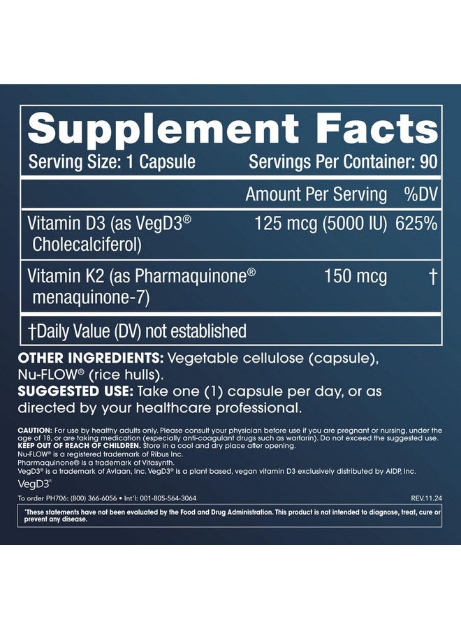 ProHealth Vitamin D3 + K2 - The Power of Vitamin D3 and K2 Combined - 90 Capsules - Image 2