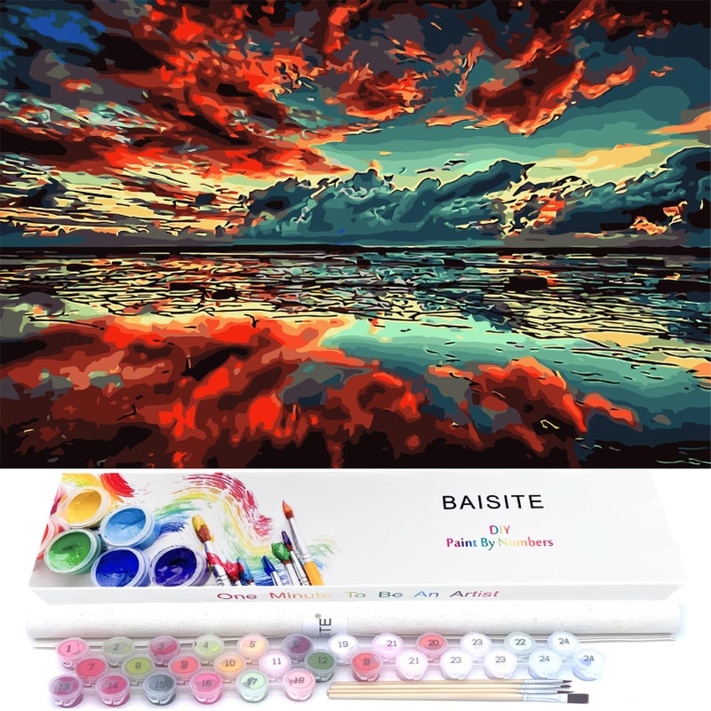 BAISITE Paint by Numbers Kit for Adults,16" Lx20 W Canvas for Painting Kits for Adults in Colorful Box-Breathtaking Colorful Scenery 8481 - Image 1