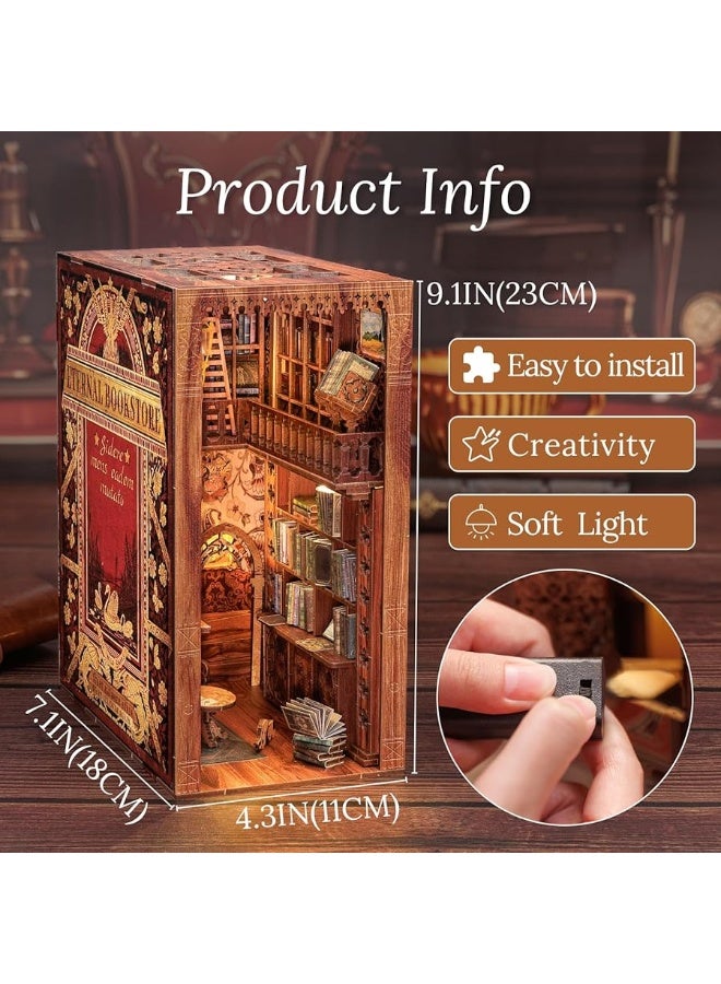 CUTEBEE Book Nook Kit - DIY Miniature House Dollhouse Kit for Adult and Teens, Booknook Bookshelf Decor Alley Model Build with LED Light, Gifts for Family and Friends (Eternal Bookstore) - Image 1