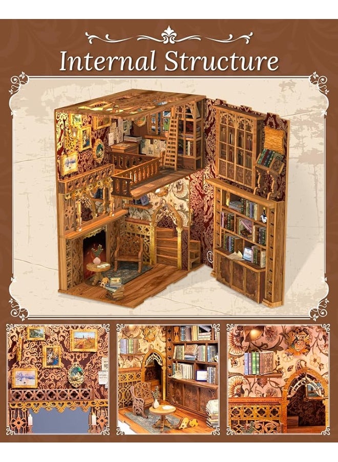 CUTEBEE Book Nook Kit - DIY Miniature House Dollhouse Kit for Adult and Teens, Booknook Bookshelf Decor Alley Model Build with LED Light, Gifts for Family and Friends (Eternal Bookstore) - Image 4