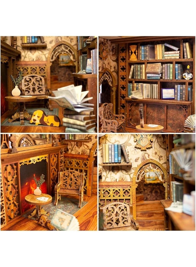 CUTEBEE Book Nook Kit - DIY Miniature House Dollhouse Kit for Adult and Teens, Booknook Bookshelf Decor Alley Model Build with LED Light, Gifts for Family and Friends (Eternal Bookstore) - Image 5