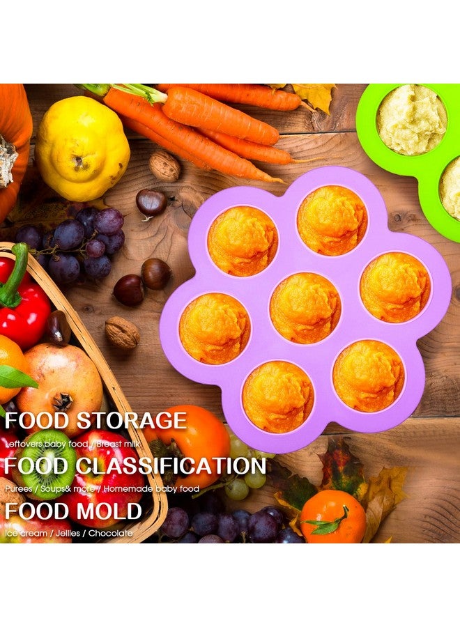Potchen Potchen 4 Pcs Silicone Baby Food Freezer Tray with Lid Stackable Reusable 2.5oz Silicone Baby Food Freezer Molds Storage Tray for Homemade Egg Bite Vegetable Fruit Purees Breastmilk(Colorful) - Image 2