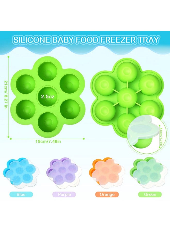Potchen Potchen 4 Pcs Silicone Baby Food Freezer Tray with Lid Stackable Reusable 2.5oz Silicone Baby Food Freezer Molds Storage Tray for Homemade Egg Bite Vegetable Fruit Purees Breastmilk(Colorful) - Image 1