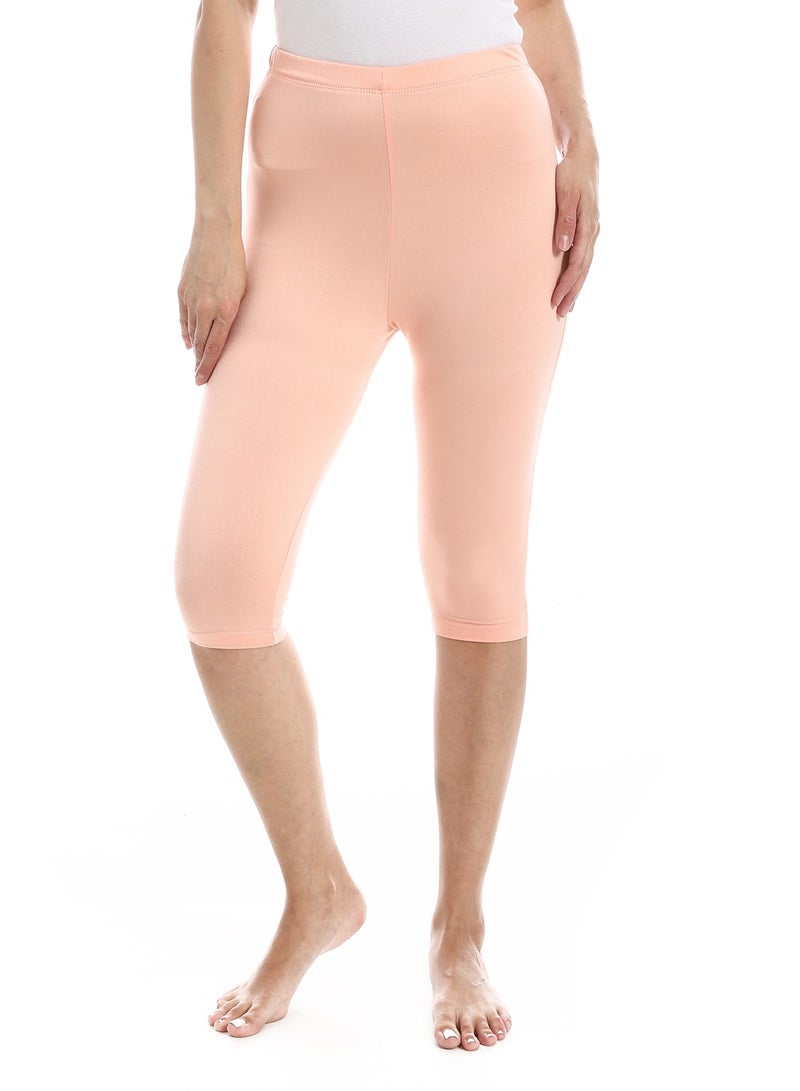 Andora Slim Fit Lycra Capri Leggings _ Pale Orange - Image 1