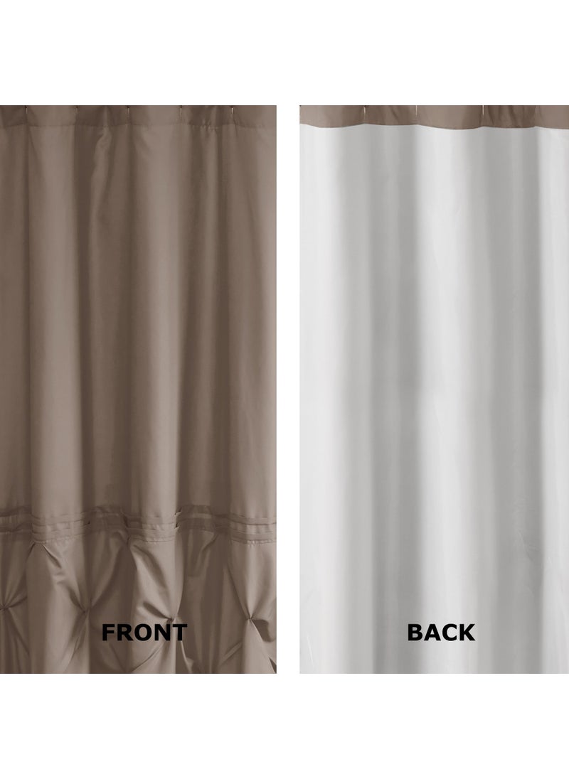 Comfort Spaces Comfort Spaces Cavoy Bathroom Pintuck Shower Tufted Ruffle Pattern Modern Elegant Microfiber Fabric Bath Curtains  72""x72""  Taupe CS70-0100  - Image 2