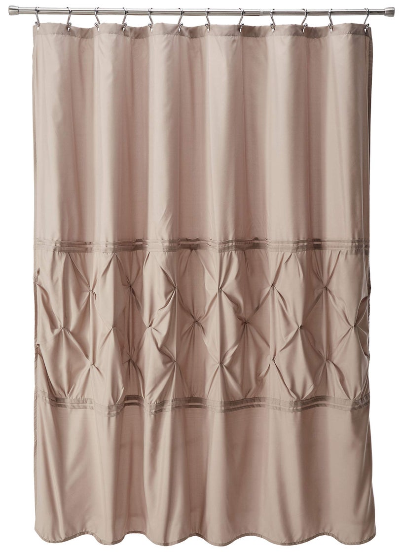 Comfort Spaces Comfort Spaces Cavoy Bathroom Pintuck Shower Tufted Ruffle Pattern Modern Elegant Microfiber Fabric Bath Curtains  72""x72""  Taupe CS70-0100  - Image 1