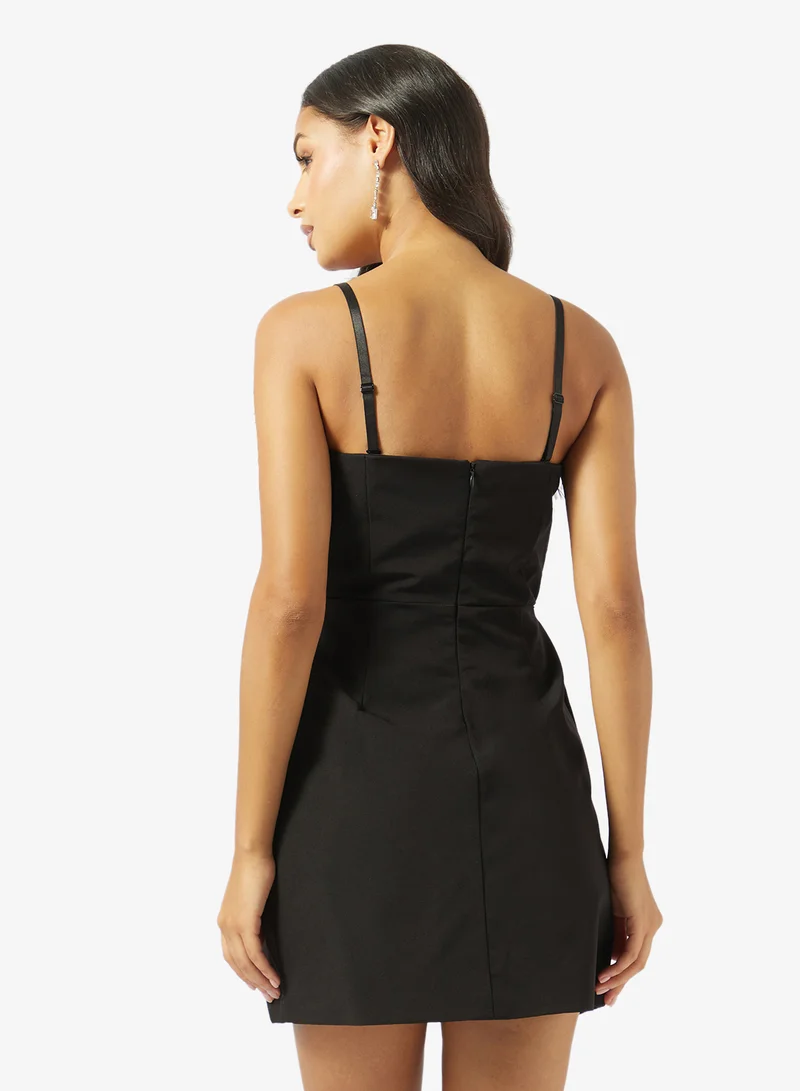 Style Cheat Embellished Square Neck Midi Dress