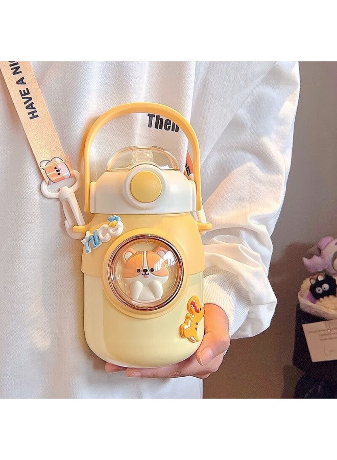 Pinyu Children's Insulated Bottle 316 Stainless Steel Large Capacity Wide Mouth Straw Water Cup Yellow 700ml - Image 1