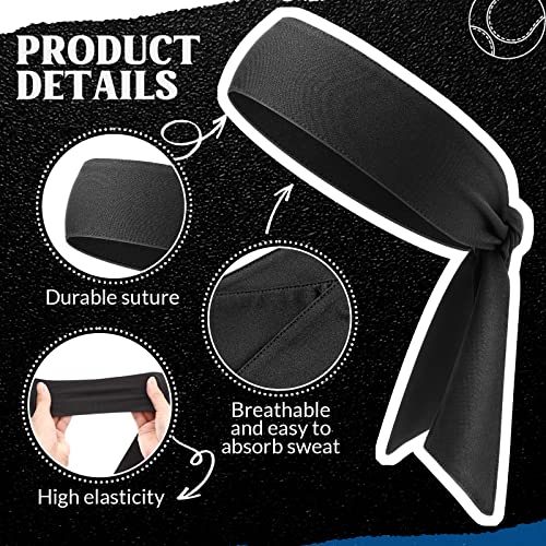Hanaive 36 Pcs Sport Head Ties Headbands Ninja Headbands Workout Sweatbands Non Slip Sweat Wicking Black Head Ties for Women Men Basketball, Running, Tennis, Karate, Softball, Yoga - Image 4
