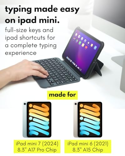 Macally Keyboard Case for iPad mini 7 A17 Pro 2024 and 6 2021 83inch Lightweight iPad mini Keyboard with Magnetic Cover with LandscapePortrait Viewing Full Size Keys iPadOS Shortcuts - Image 3