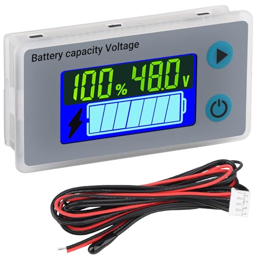 عداد بطارية جولف DROK 48V 10100V جهاز اختبار بطارية شاشة LCD مقياس الجهد مراقب درجة الحرارة فهرنهايت للسفن RV