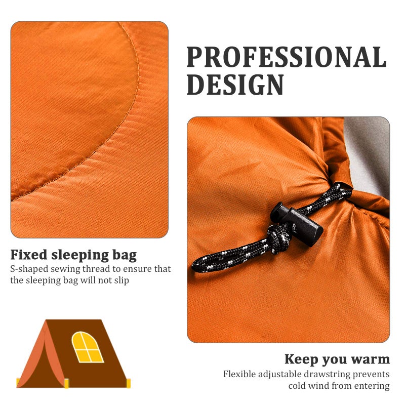 ECOOPRO Warm Weather Sleeping Bag - Portable, Waterproof, Compact Lightweight, Comfort with Compression Sack - Great for Outdoor Camping, Backpacking & Hiking-83 L x 30" W Fits Adults (D-Orange) - Image 4