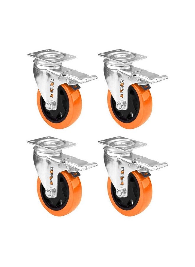 Krevia 3 inches Shopping Trolley and Cart Wheels | Heavy Duty Weight Bearer Ball Bearing Roller Friction Free Smooth Table wheels | Wooden Chair Wheels | with Wheel Lock (Set of 4) - Image 1
