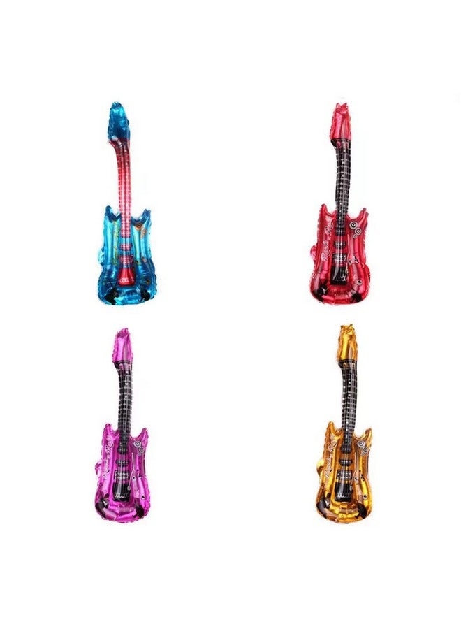 DYT 4 Pcs Red Blue And Gold Guitar Foil Balloons For Stage Properties Parentchild Early Education Supplies Kids Birthday Party Decoration Props Musical Instrument Inflate Balloon Festival Concert Carnival - Image 4