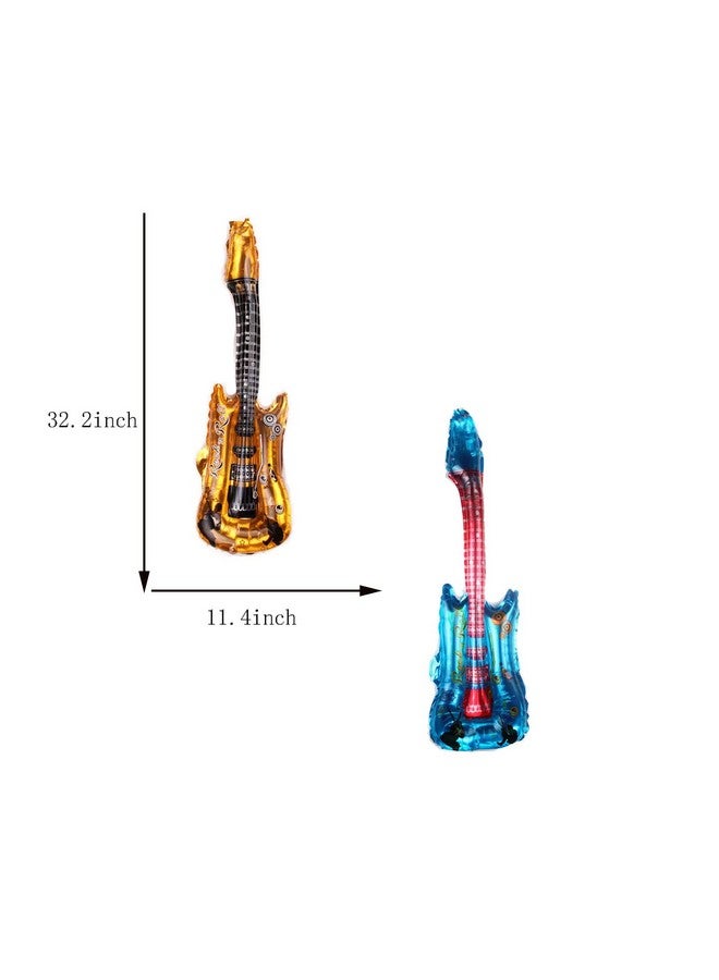 DYT 4 Pcs Red Blue And Gold Guitar Foil Balloons For Stage Properties Parentchild Early Education Supplies Kids Birthday Party Decoration Props Musical Instrument Inflate Balloon Festival Concert Carnival - Image 3