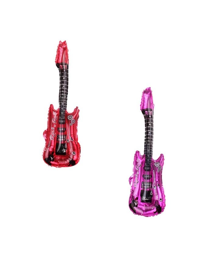 DYT 4 Pcs Red Blue And Gold Guitar Foil Balloons For Stage Properties Parentchild Early Education Supplies Kids Birthday Party Decoration Props Musical Instrument Inflate Balloon Festival Concert Carnival - Image 5