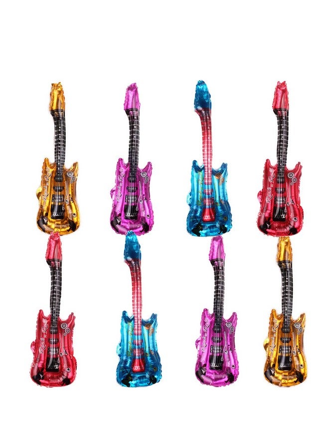 DYT 4 Pcs Red Blue And Gold Guitar Foil Balloons For Stage Properties Parentchild Early Education Supplies Kids Birthday Party Decoration Props Musical Instrument Inflate Balloon Festival Concert Carnival - Image 1