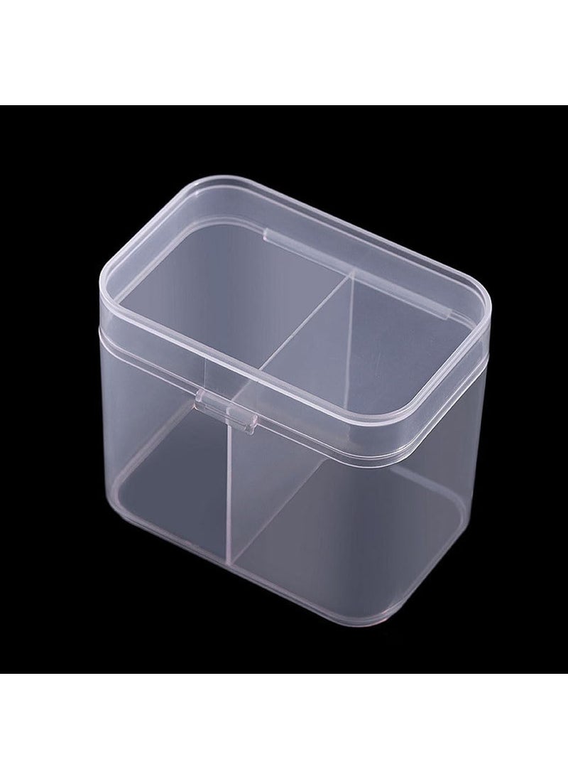 lasenersm - 1 Piece Nail Storage Box 2 Grids Plastic Cosmetic Cotton Pad Holder Box Nail Polish Remover Pad Storage Container Box Makeup Cotton Storage Box Cotton Swab Holder Container, Transparent - Image 1