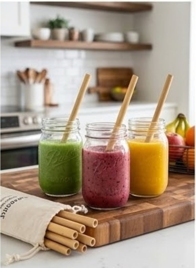 Happy Home Bamboo Straws Reusable Eco Friendly Drinking Straws with Cleaning Brush – Natural Organic Bamboo Straw Set for Hot & Cold Drinks, Smoothies, Coffee & Cocktails – Plastic Free Sustainable Straws Pack of 4 - Image 5