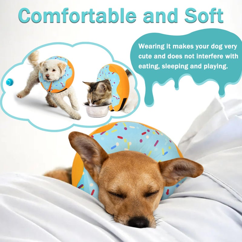Cneo Recovery Donut Collar for Dogs & Cat,Inflatable Dog Cone Collar Alternative After Surgery,Soft Cone for Large Medium Small Dog,Adjustable Pet Neck Donut(Blue,Medium+) - Image 3