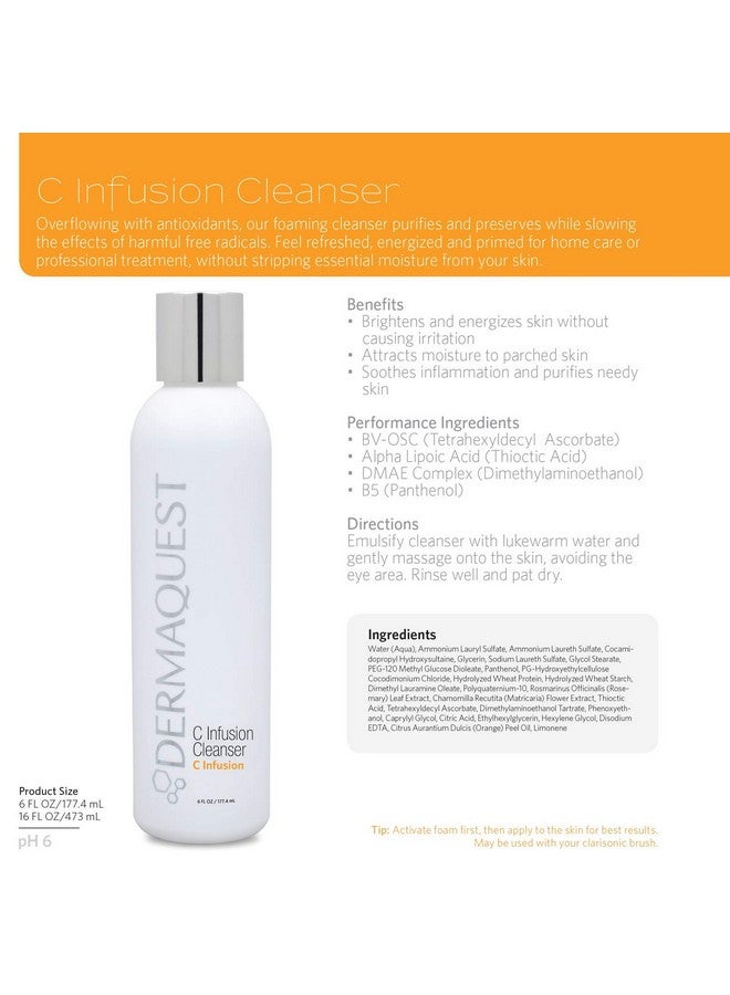 ديرما كويست منظف الوجه سي إنفيوجن، فيتامين سي، مضاد للأكسدة ومفتح للوجه، غسول وجه مضاد للشيخوخة للرجال والنساء لجميع أنواع البشرة (6 أونصة) - Image 5